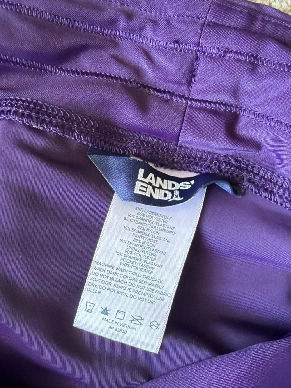 Lands' End Women’s Purple Swim Board Shorts with Panty and Side Pockets.  S-14 - Picture 4 of 8